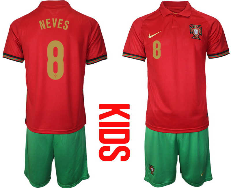 Cheap 2021 European Cup Portugal home Youth 8 soccer jerseys